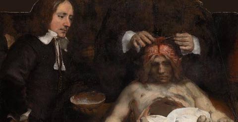 Anatomische les van Dr. Jan Deijman (fragmento) - 1656 - Rembrandt